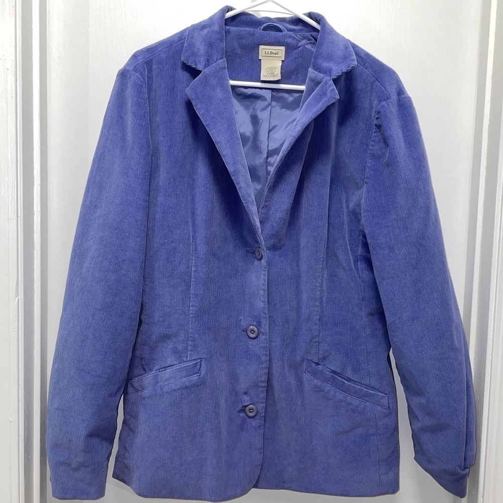 L.L. Bean Blazer Overcoat Corduroy Button Front Long Sleeve Ribbed Lined Jacket